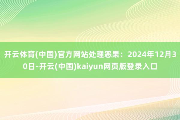 开云体育(中国)官方网站处理恶果：2024年12月30日-开云(中国)kaiyun网页版登录入口